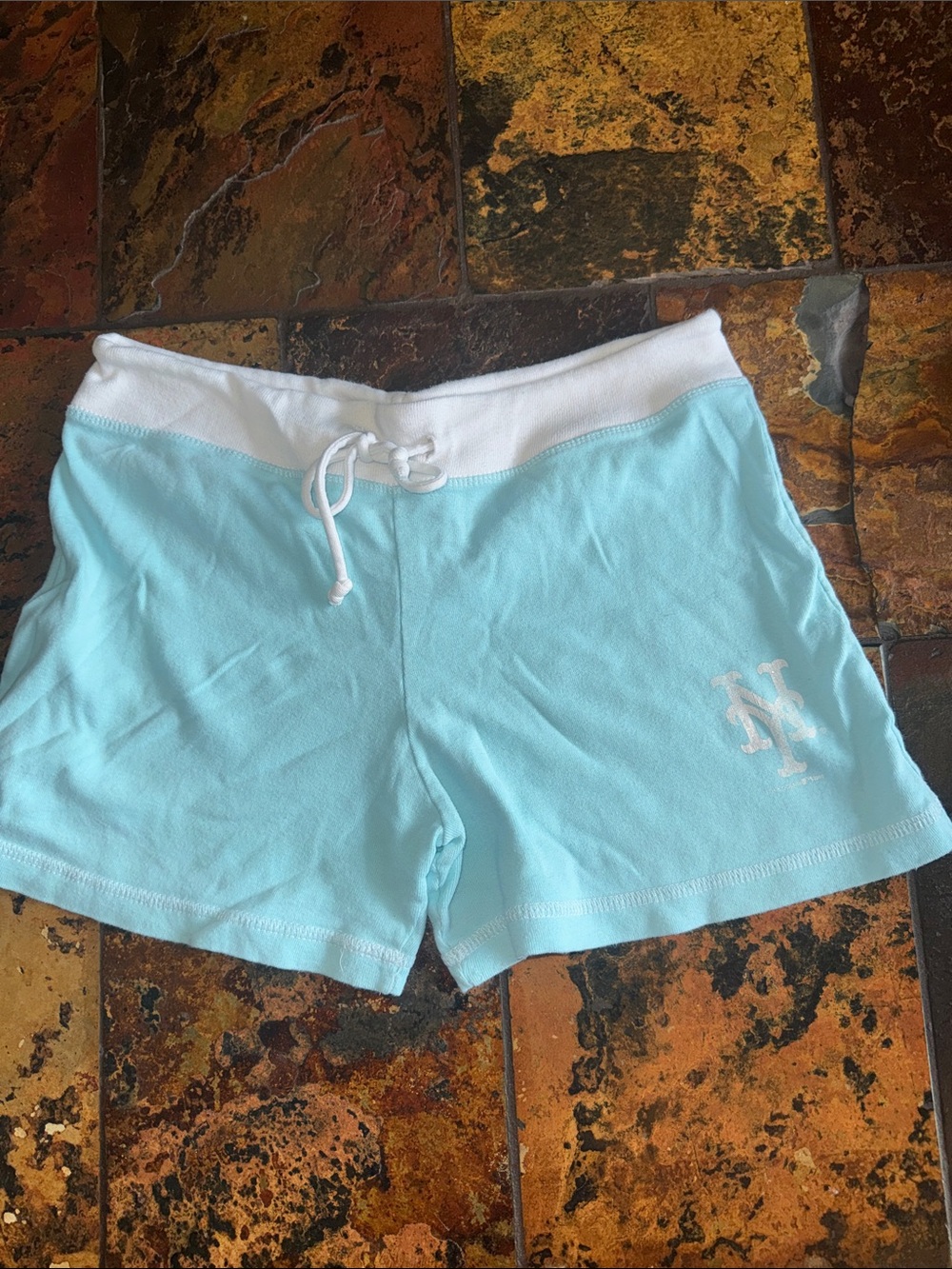 Y2K Vintage Women's Light Blue NYM Drawstring Lounge Shorts (1144)